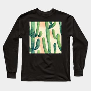 Watercolor cactus plant cactus pattern Long Sleeve T-Shirt